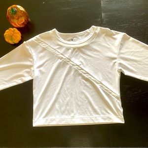 White Zella shirt with mesh Line across.